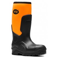 V12 V2110 Groundworker Black / Orange Safety Wellingtons